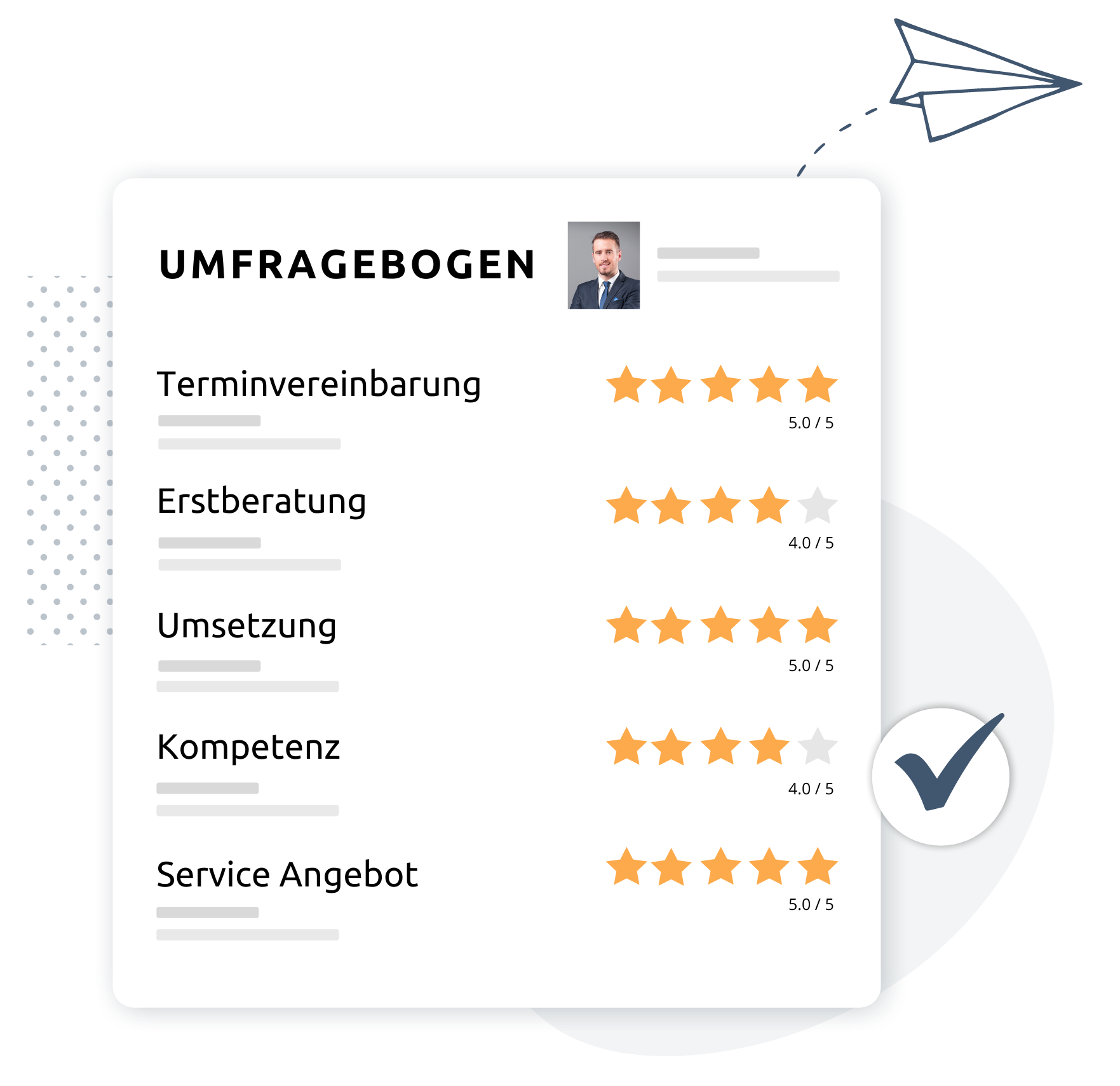 Feedbackbogen aus dem advocheck24 System an Ihre Klienten aussenden