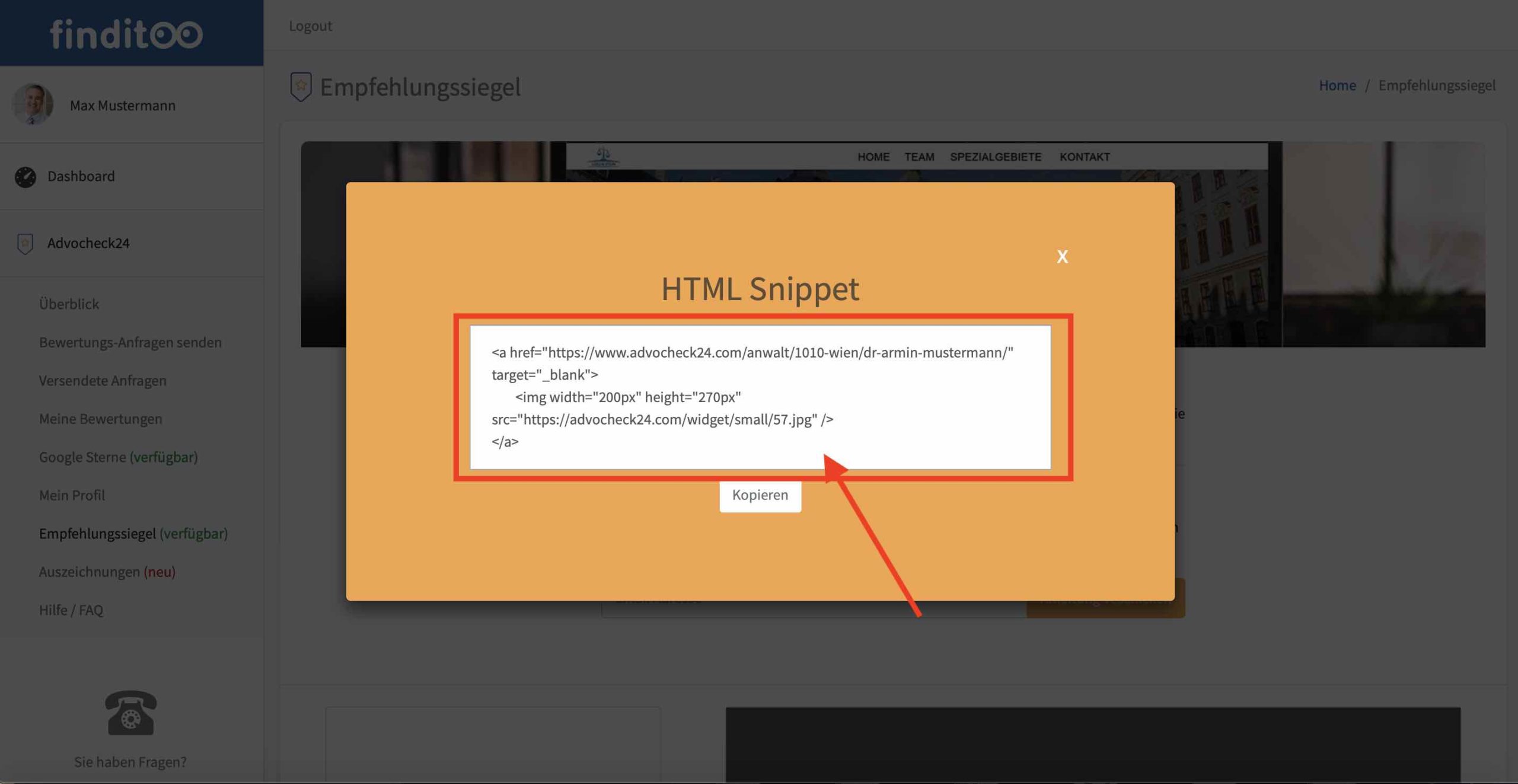 HTML Snippet einbinden Grafik